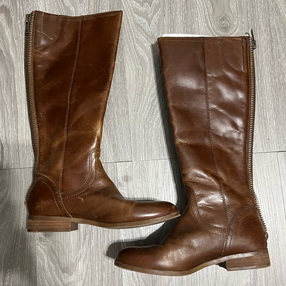 Frye Brown Leather Knee-High Boots - Picture 1 of 5